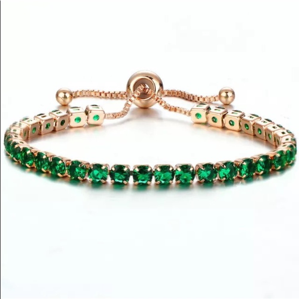 ❤️gorgeous emerald gemstone gold adjustabl…